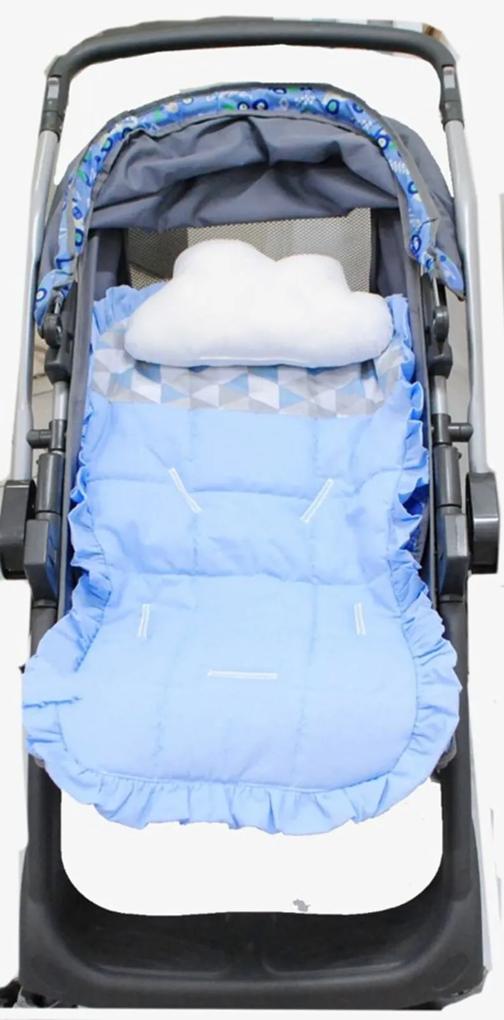 Capa de Carrinho de Bebê Losango Azul com Almofada - 2 peças