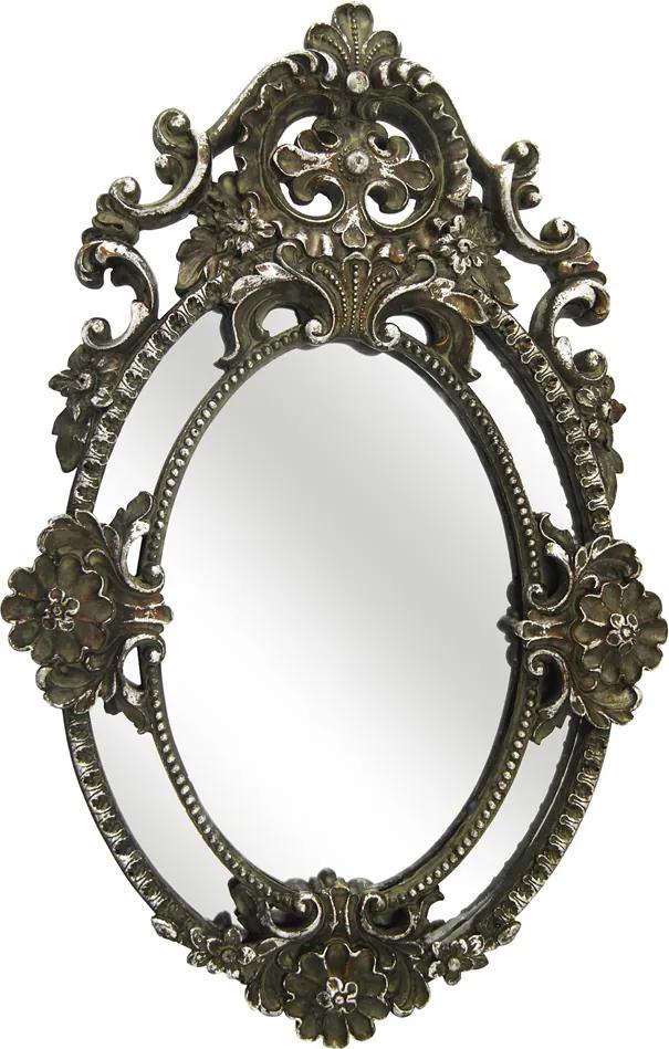 Espelho Com Moldura Decorativa Oval Envelhecido Closs - 54x35cm