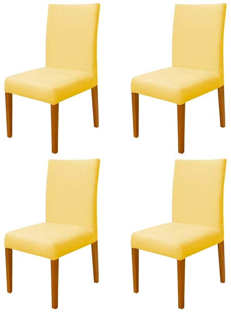 Kit 4 Cadeiras de Jantar Milan Veludo Amarelo