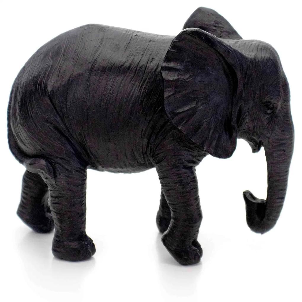 Escultura Decorativa Elefante em Poliresina Preto 26x31x13 cm - D'Rossi