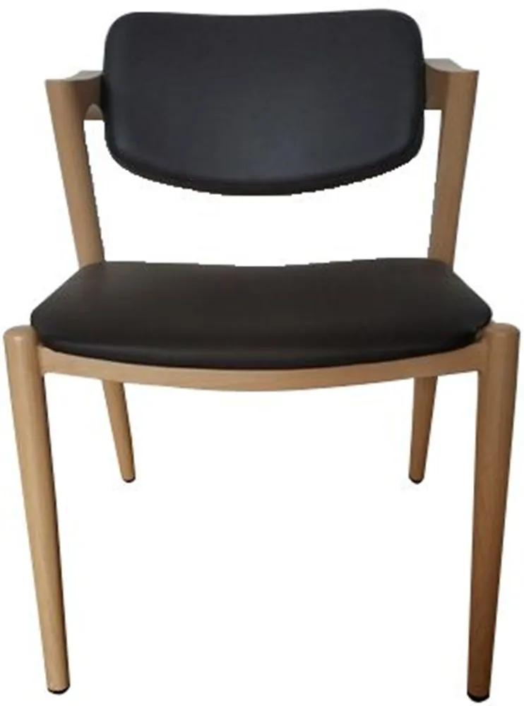 Cadeira Escandinava s/Braço 52cm em Couro Ecológico e Madeira Natural
