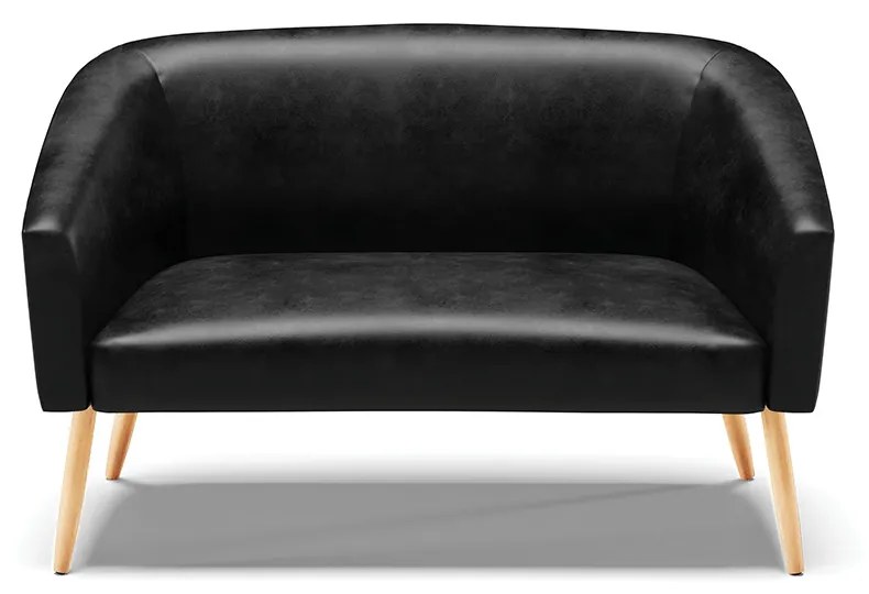 Sofá 2 Lugares Namoradeira Pé Palito Natural Stella Sintético PU D03 - D'Rossi - Preto