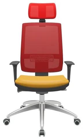 Cadeira Office Brizza Tela Vermelha Com Encosto Assento Facto Dunas Amarelo Autocompensador 126cm - 63083 Sun House