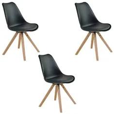 Kit 3 Cadeiras de Jantar Design Saarinen Wood Base Madeira Lívia R02 P