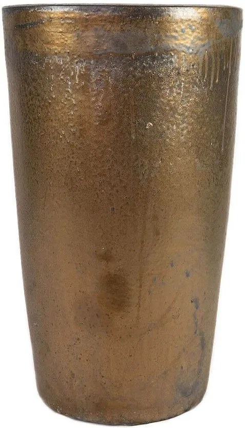 Vaso Vietnamita Cerâmica Importado Cone Alto Pequeno Bronze D30cm x A54cm