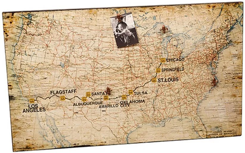 Quadro Mural de Fotos Decorativo de Parede com Mapa EUA