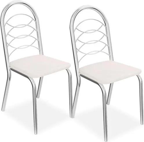 Kit com 2 Cadeiras para Copa, Cromada, Branco, Holanda III