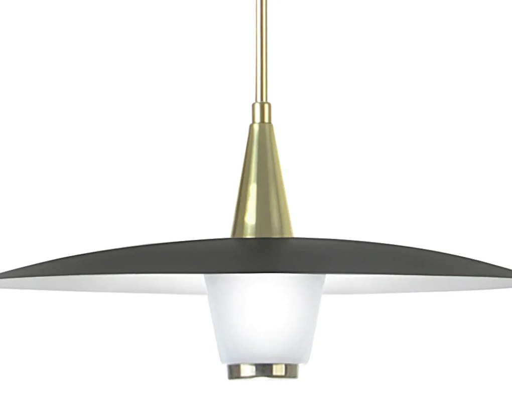 Pendente Eclisse Ø33X36Cm Disco Curvo Metal Alumínio E Vidro 01Xled 9W... (DENIM / HONEY)