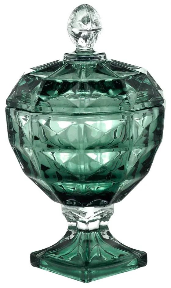 Potiche Cristal Com Pé E Tampa Diamant Verde 12x19cm 27700 Wolff