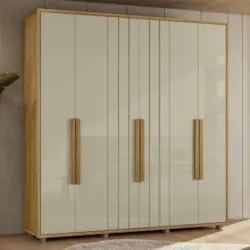 Guarda Roupa Casal 230cm Com 6 Portas Barok Opala/Cumaru Z10 - Mpozena