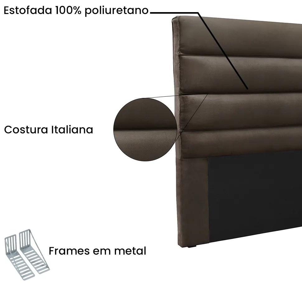 Cabeceira Cama Box Casal 140 cm Arles Veludo S04 - D'Rossi - Marrom