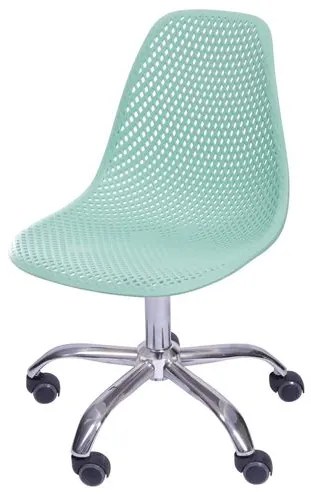 Cadeira Eames Furadinha cor Tiffany com Base Rodizio - 55996 Sun House