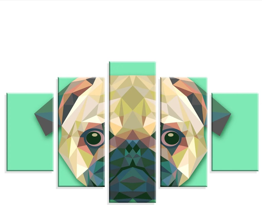Conjunto de 5 Telas Wevans Decorativas em Canvas 90x160 Dog Verde