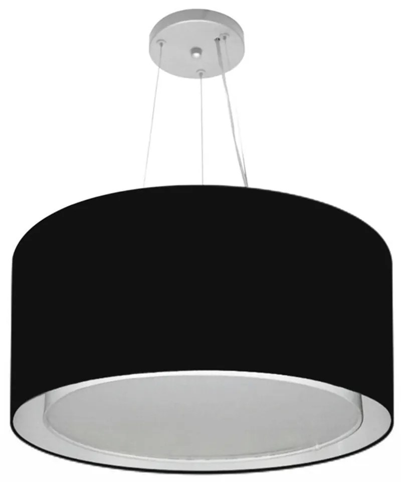 Lustre Pendente Cilíndrico Duplo Vivare Md-4300 Cúpula em Tecido 50x30cm - Bivolt