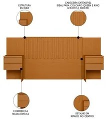 Cabeceira Casal Queen e King com 2 Mesas Laterais Olinda Cinamomo - Al