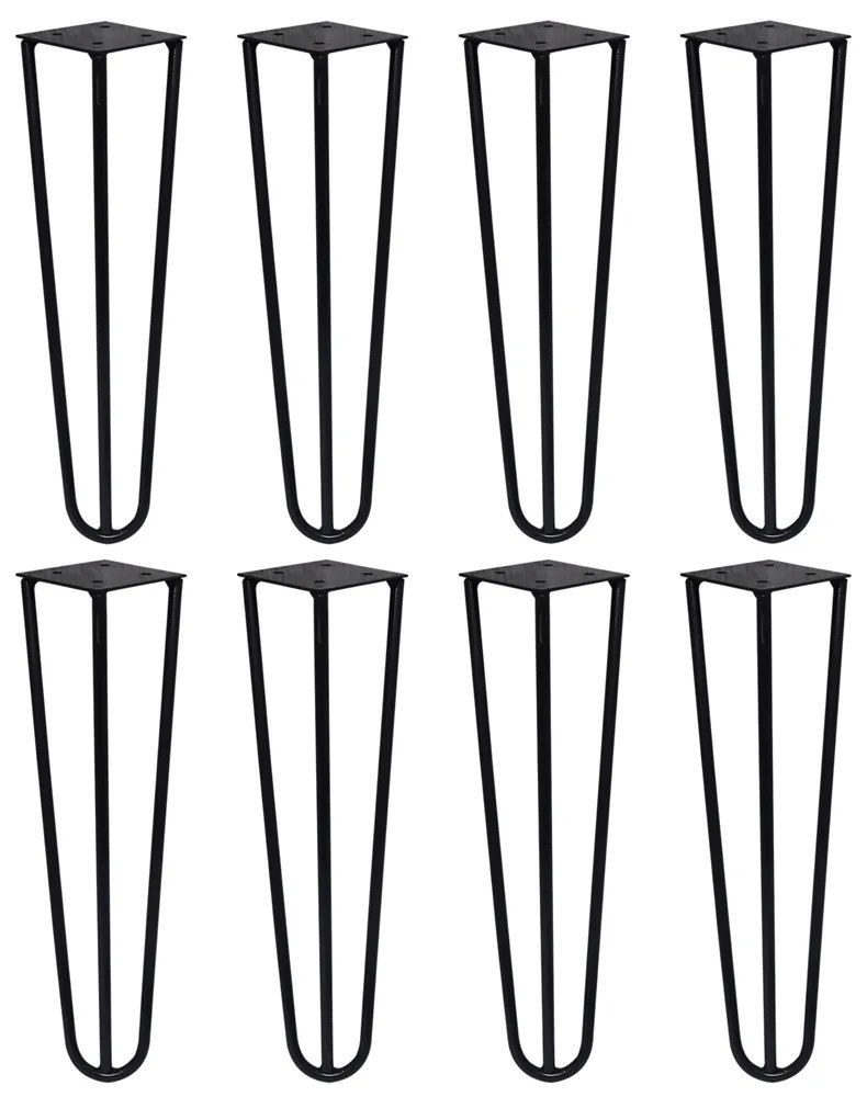 Kit 8 Pés de Metal 25 CM Hairpin Legs Mesas de Centro Puffs Preto G41