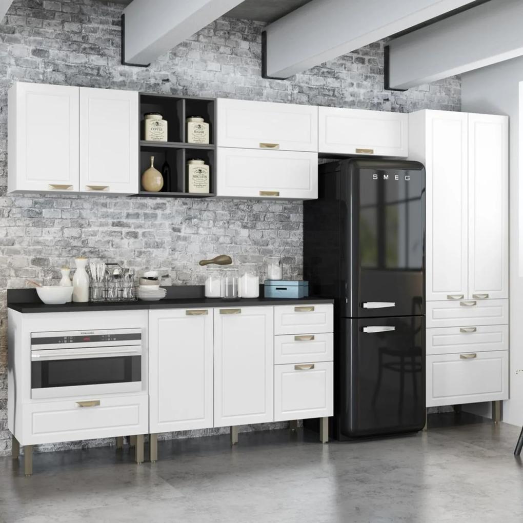 Cozinha Completa 10 peças Americana Multimóveis 5658MF Branco/Grafite