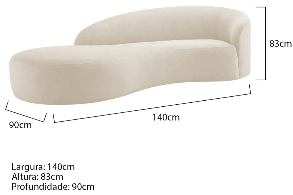 Divã Recamier Orgânico França 140cm Lado Esquerdo Bouclé - ADJ Decor