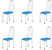Kit 6 Cadeiras Altas 0.123 Anatômica Branco/Azul - Marcheli