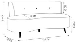 Sofá 2 Lugares para Sala Living 135cm Pés Palito Korah Z08 Veludo Verd