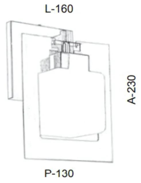 Arandela Vidro Quadrado Corte Laiser 16X13X23Cm Metal E Cubo Vidro 09X... (CHAMPANHE / DOURADO BRILHO, FOSCO (BRANCO))