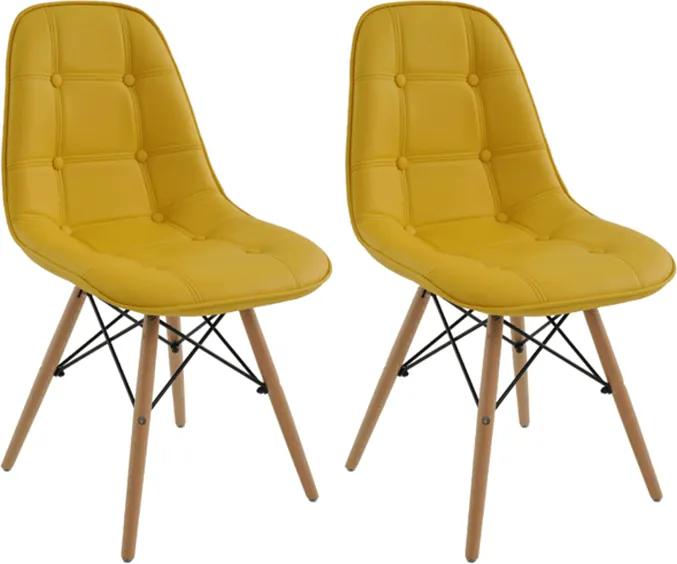 Conjunto 2 Cadeiras Eiffel Botonê Eames DSW Amarela