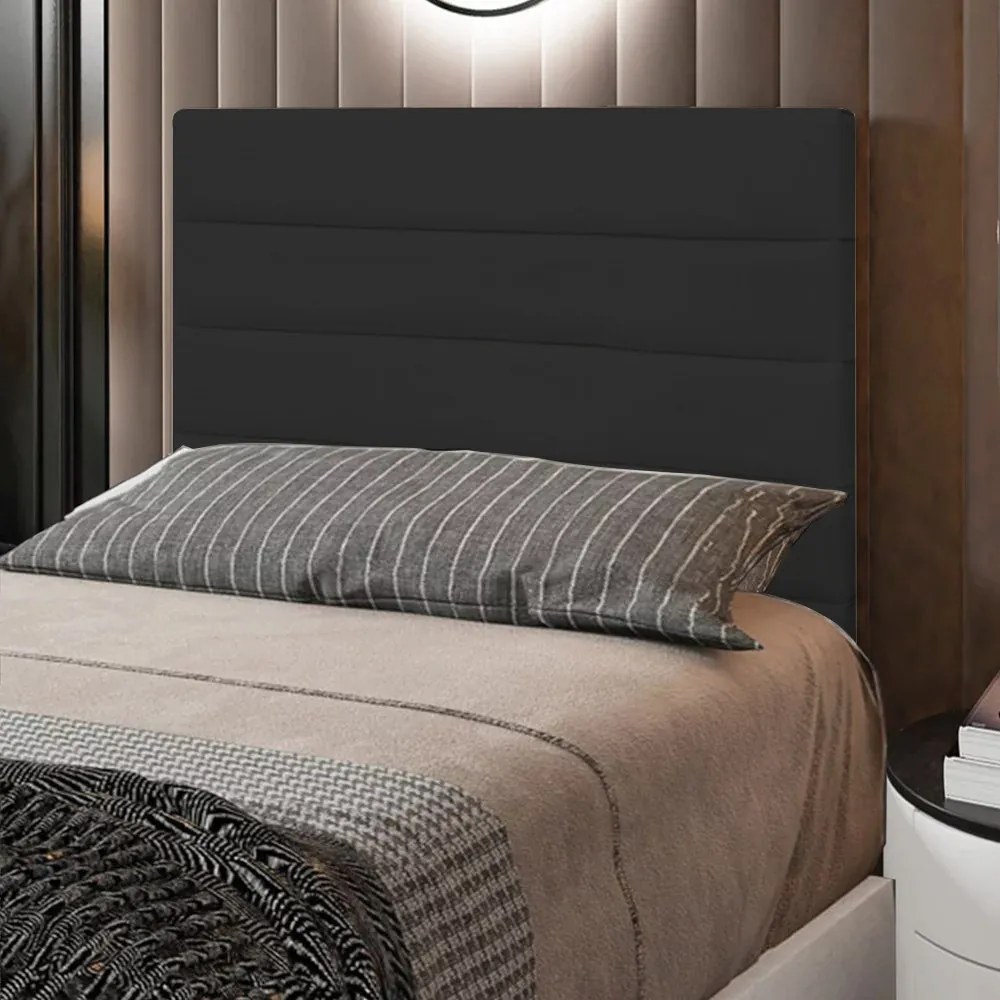 Cabeceira Rubi Para Cama Box Solteiro 90 cm Suede Preto - D'Rossi