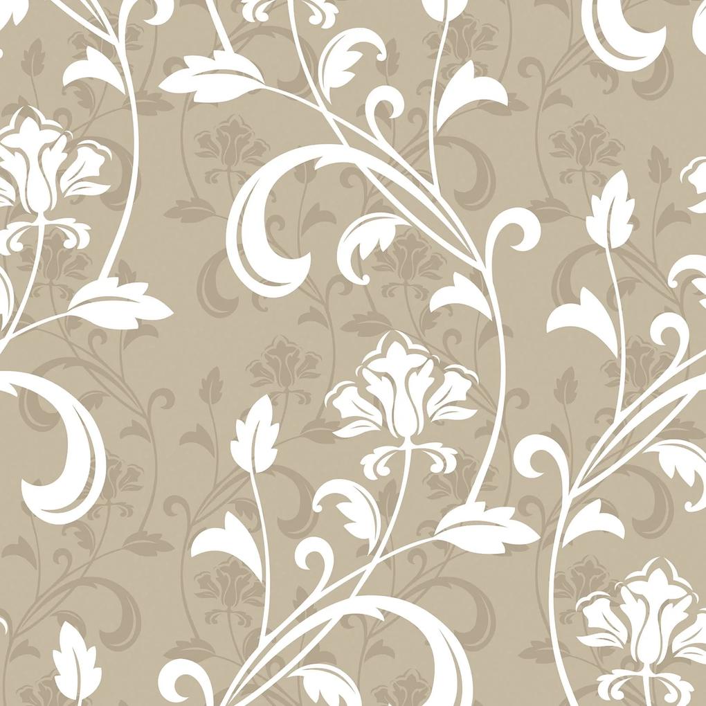 Papel de parede adesivo floral marrom e branco
