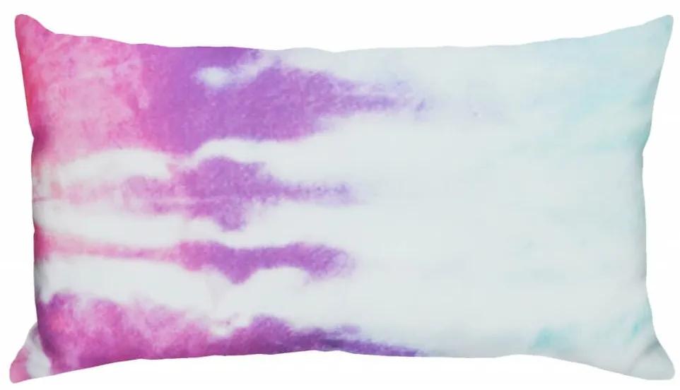 Capa de Almofada Retangular Tie Dye Manchada Lil&aacute;s e Branco 60x30cm