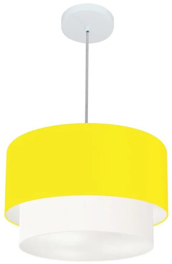 Lustre Pendente Duplo Cilíndrico Vivare Md-4159 Cúpula Tecido 40x35cm - Bivolt