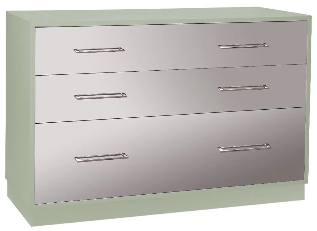 Cômoda Contemporânea Harmonie 3 Gavetas com Rodapé - Cor Verde Menta