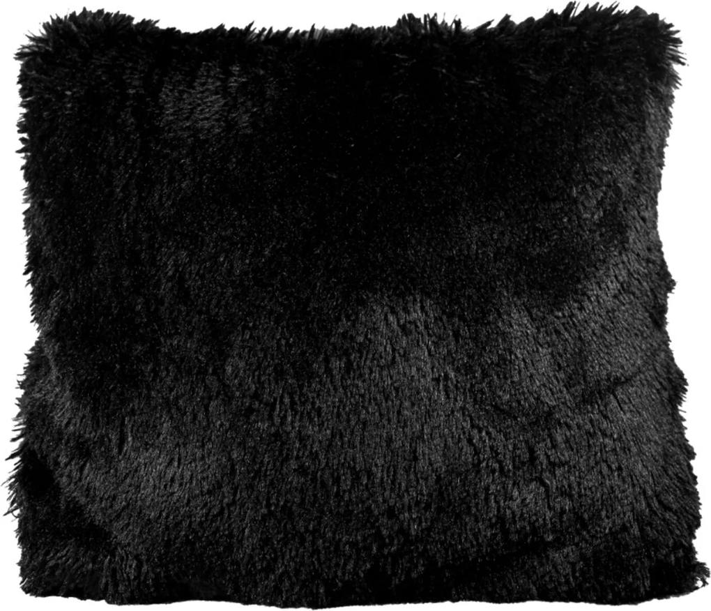 Capa de pelúcia para almofada pelo alto c/ zíper preta