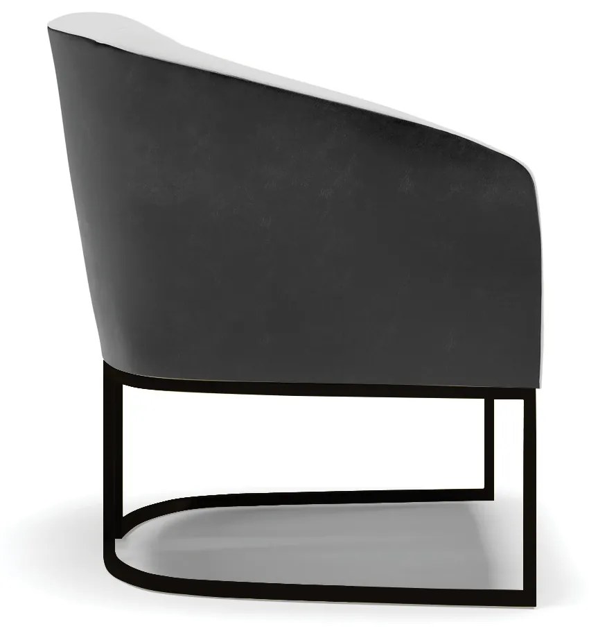 Poltrona Decorativa Industrial Preto Kit 2 Stella Preto/Linho Cinza D03 - D'Rossi
