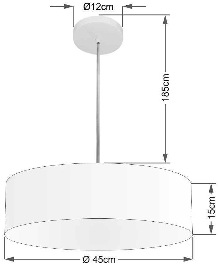 Lustre Pendente Cilíndrico Vivare Md-4254 Cúpula em Tecido 45x15cm - Bivolt