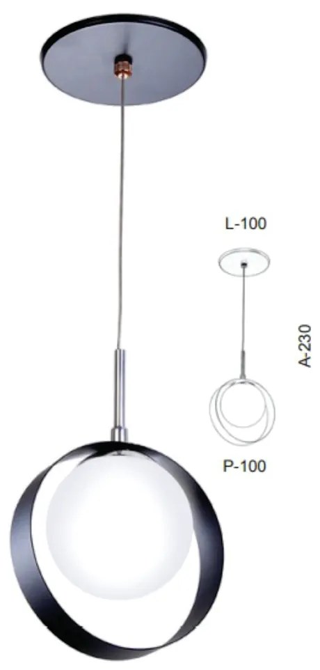 Pendente Aro 10X23X10Cm Metal E Globo Ø10Cm 01Xg9 |Old Artisan Pd-5515 (CHAMPANHE / DOURADO BRILHO, FOSCO (BRANCO))