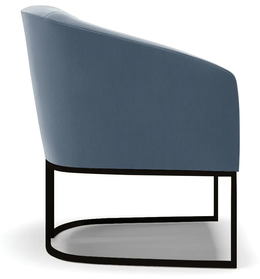 Poltrona Decorativa Industrial Preto Kit 2 Stella Suede D03 - D'Rossi - Azul Marinho