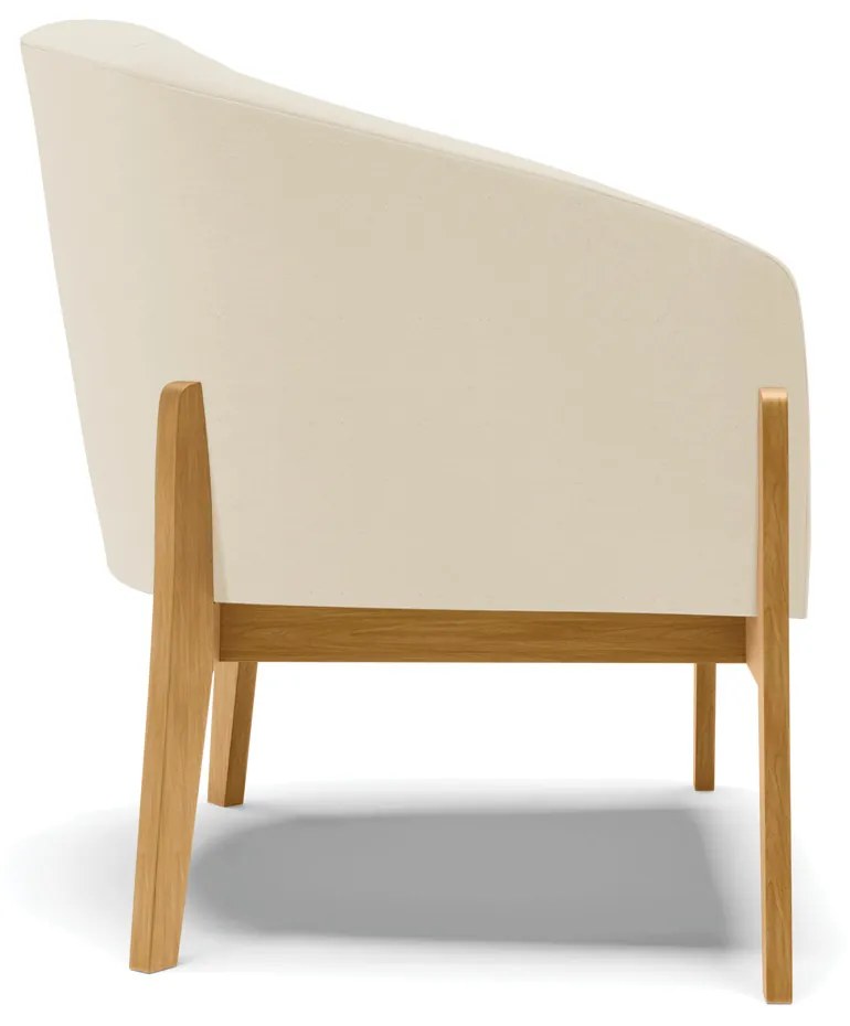 Poltrona Decorativa Base de Madeira kit 2 Stella Linho Bege D03 - D'Rossi
