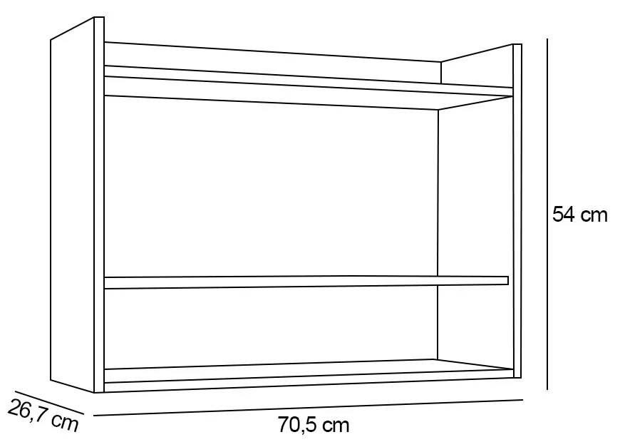 Armário de Cozinha Aéreo 70,5 cm 2P com Nicho Colin Freijó/Branco M12 - D'Rossi