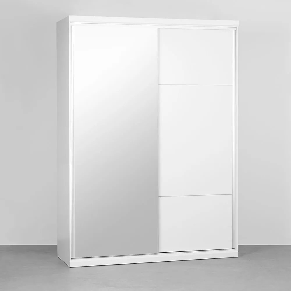 Guarda-roupa Frizzo 2 Portas com Espelho 1,75m - Branco e Prata