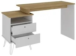 Mesa Escrivaninha Industrial 2 Gavetas Lux A06 Olmo/Branco   - Mpozena