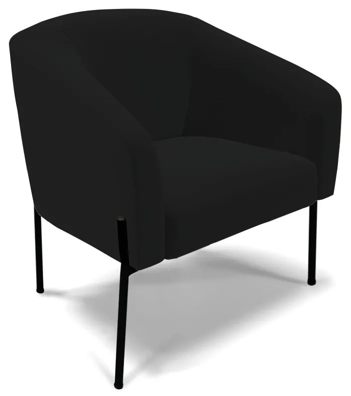 Poltrona Sala de Estar Pé de Ferro Preto Stella Linho Preto D03 - D'Rossi