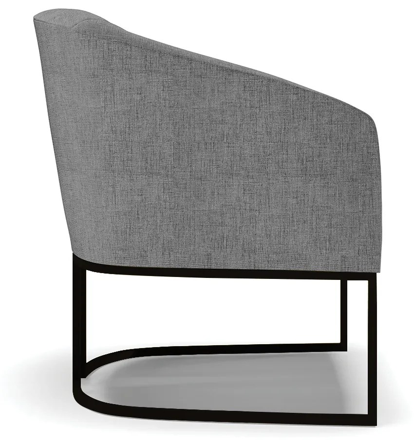Poltrona Decorativa Industrial Preto Stella Linho D03 - D'Rossi - A26 Grafite