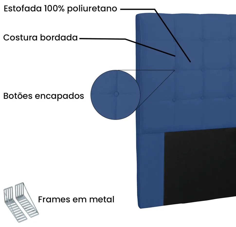 Cabeceira Verona Para Cama Box Solteiro 90 cm Suede Azul Marinho - D'Rossi