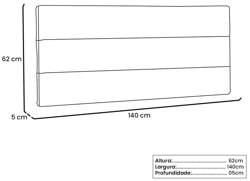 Painel Cama Casal Nubia SPZ 140cm Suede