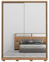 Guarda Roupa Casal 180cm Com Pés 2 Portas de Correr 2 Espelhos Épico D