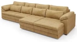 Sofá Retrátil 4 Lugares Para Sala 379cm Dijon Couro Bege S07 - Mpozena