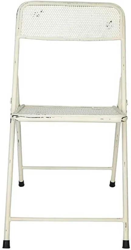 Cadeira Anime Branco Pátina em Ferro - 79x56 cm