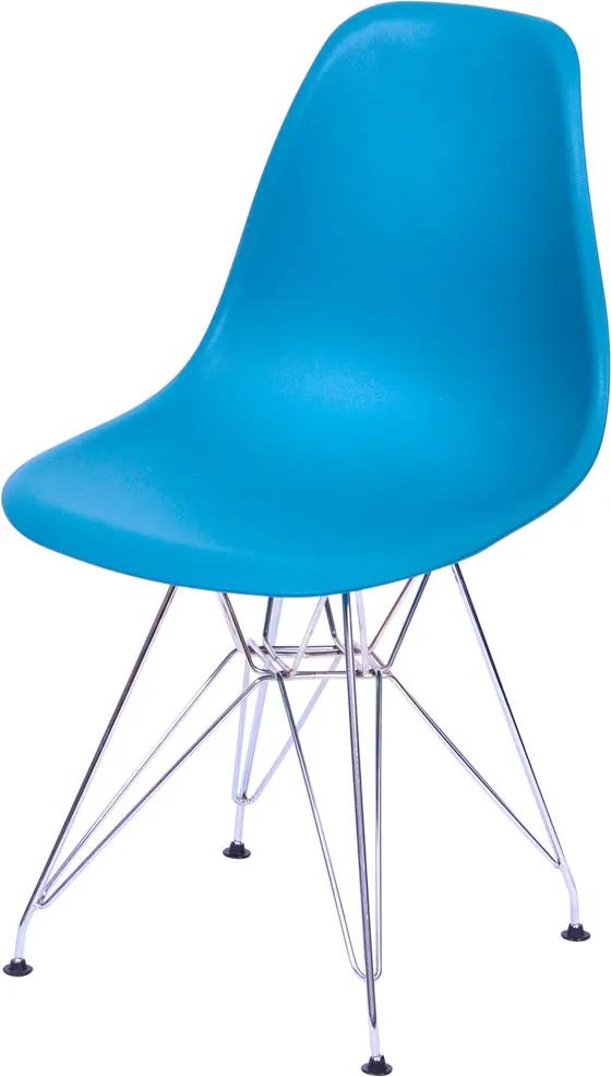 Cadeira DKR Polipropileno e Base de Metal Pian – Azul Petróleo