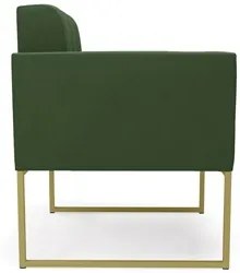 Sofá Namoradeira e 2 Poltronas Base Industrial Dourado Ana Suede Verde