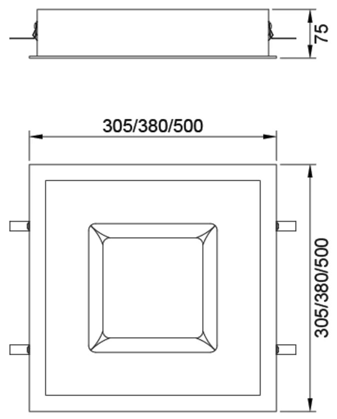 Embutido Belize 50X50Cm Led 32,8W Bivolt | Usina 19015/50 (BT - Branco Texturizado, 4000k)